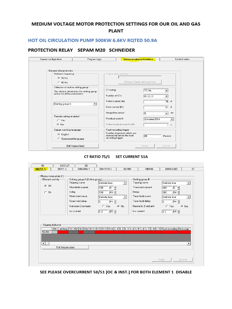 Medium Voltage Motor Protection Settings | PDF | Computers | Technology ...