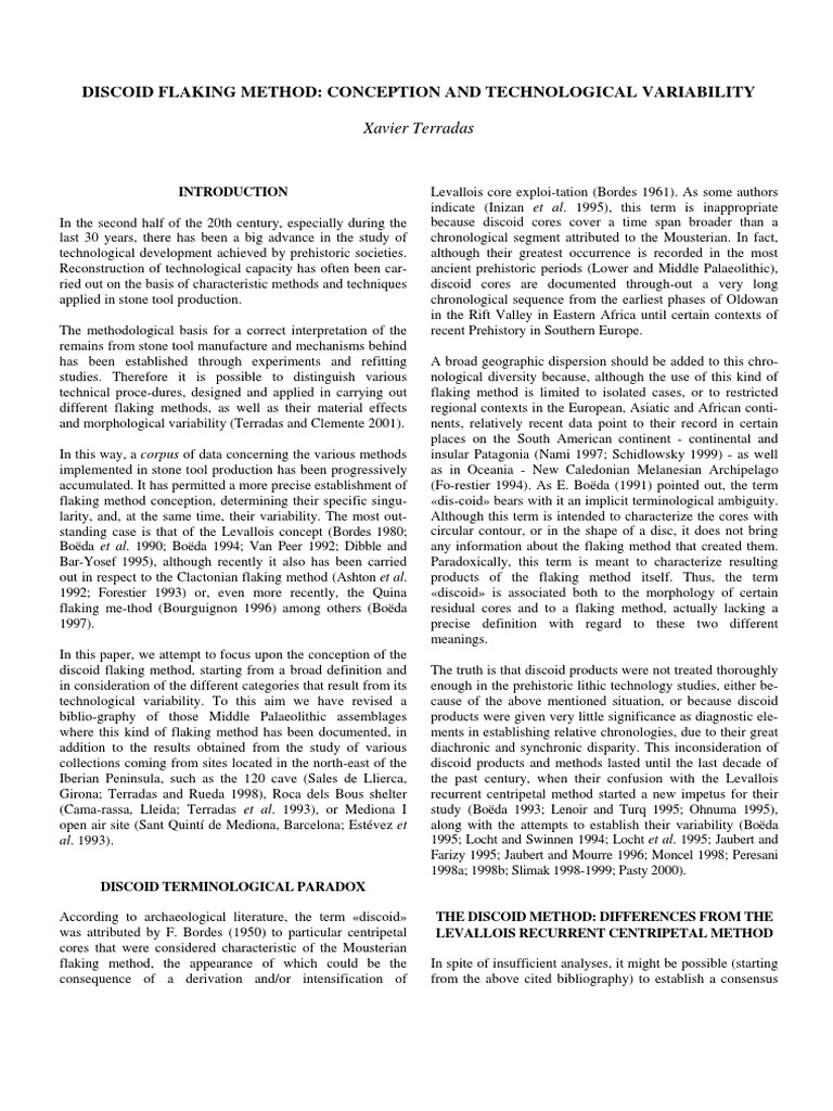 Discoid Flaking Method Analysis | PDF | Foreign Language Studies