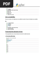 List Vs Mutability:: Once We Creates A List Object, We Can Modify Its Content. Hence List Objects Are Mutable. Eg