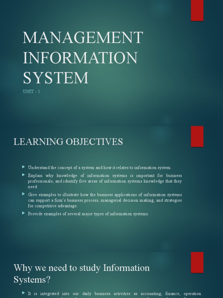 Management Information System: Unit - 1 | PDF | Information System | System