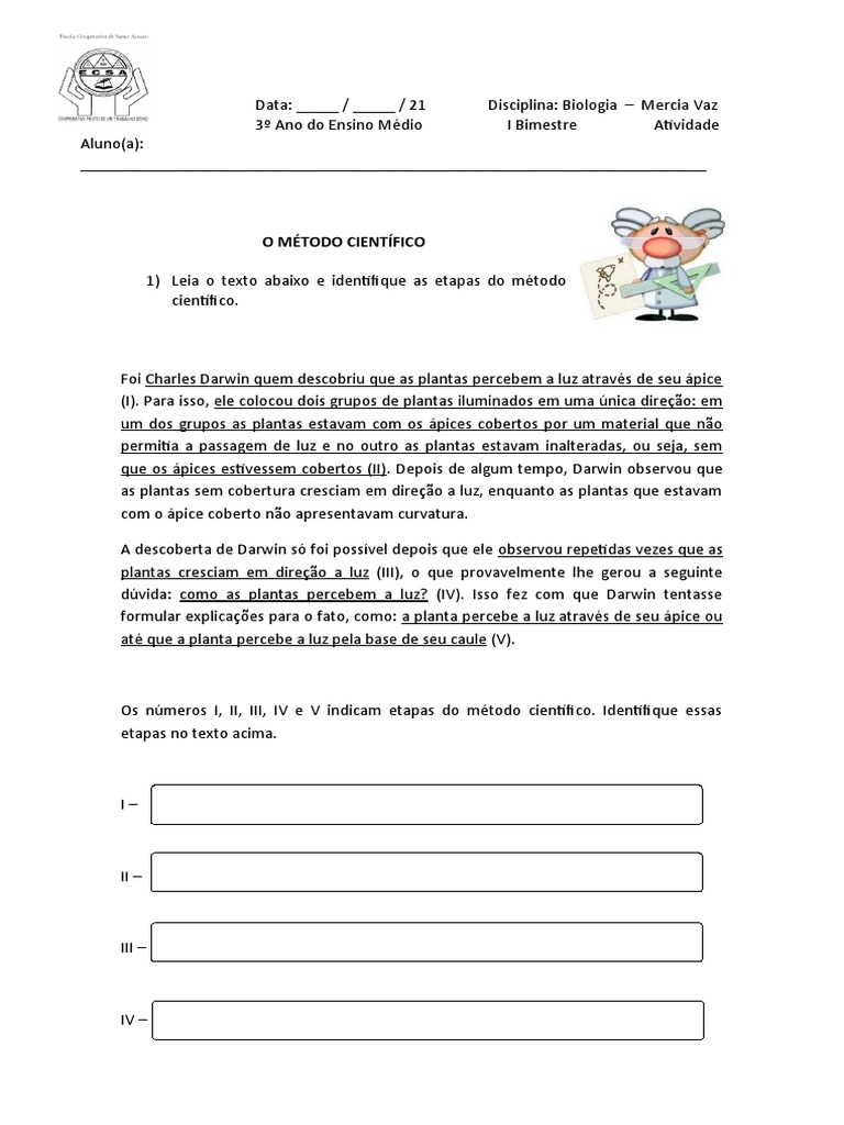 Exercícios sobre Método Científico 6º Ano | PDF | Science | Teoria