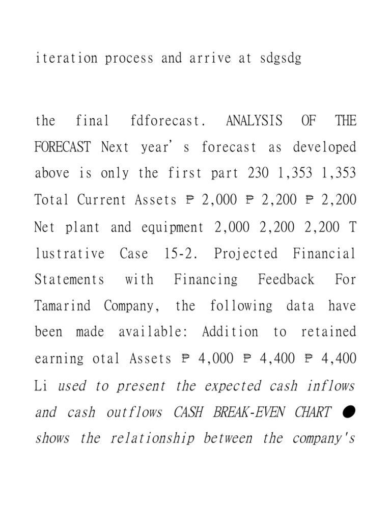 Used To Present The Expected Cash Inflows and Cash Outflows Cash Break ...