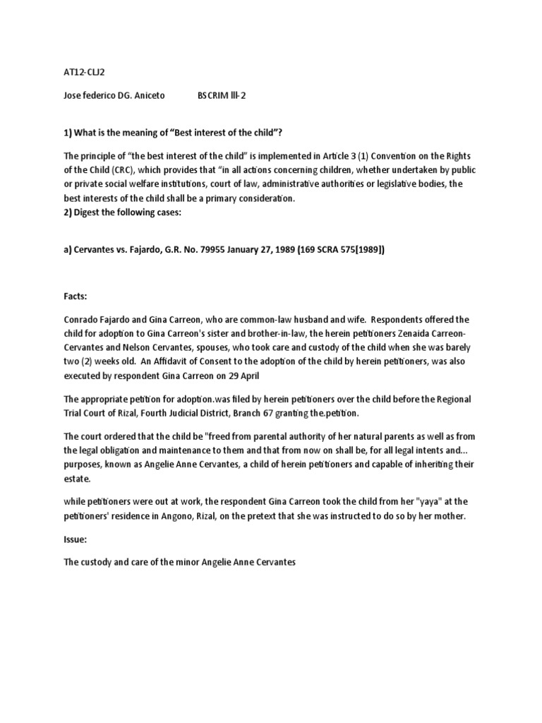 1) What Is The Meaning of "Best Interest of The Child"? PDF Legal