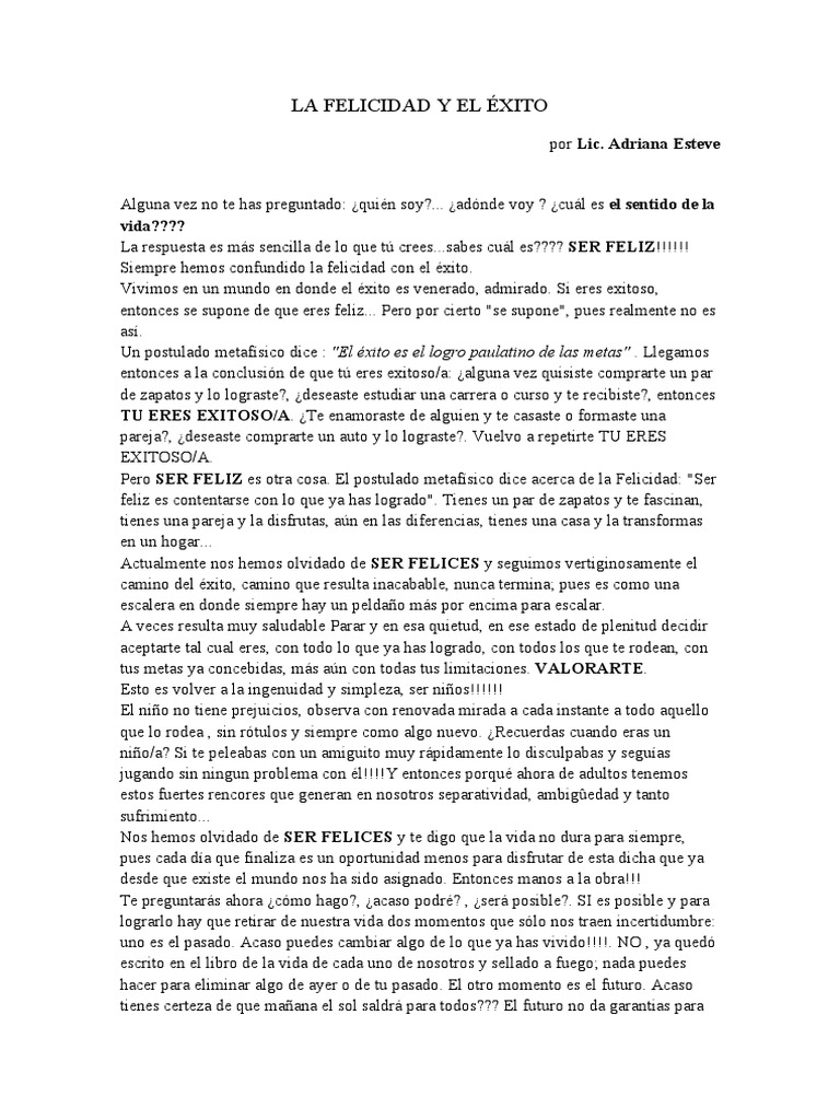 Éxito y Felicidad: Vivir el Presente | PDF | Felicidad