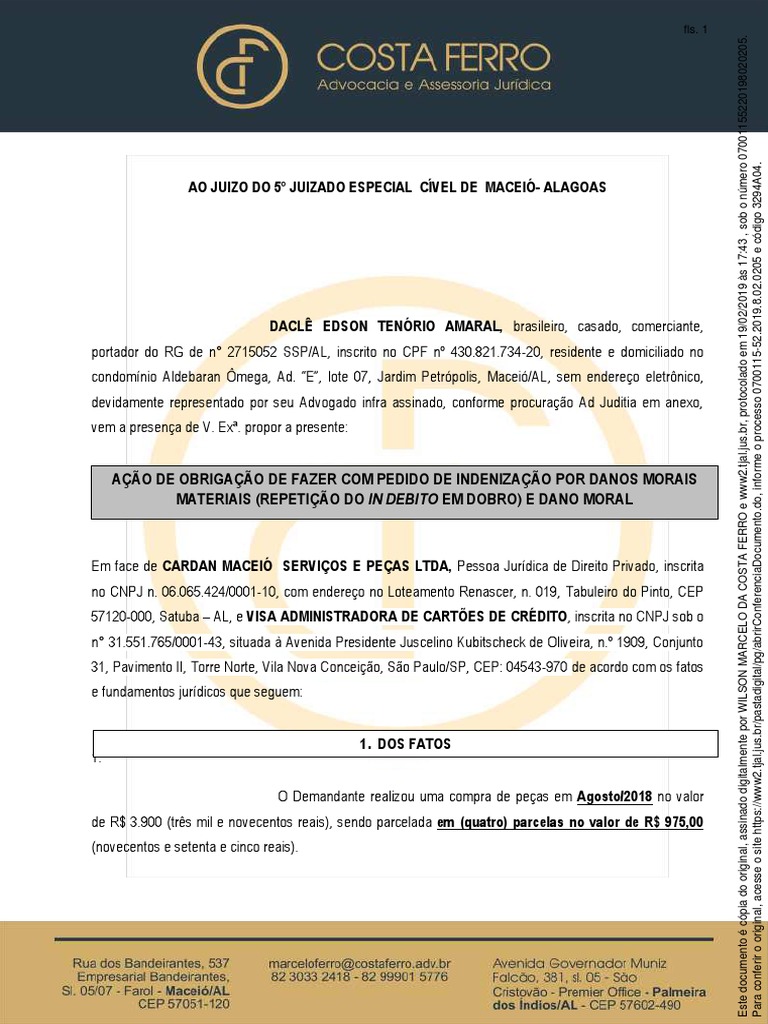 Ação de Indenização em Maceió | PDF | Citação (jurídico) | Indenização