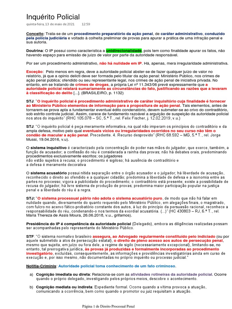 Inquérito Policial | PDF | Crime e Violência | Crimes