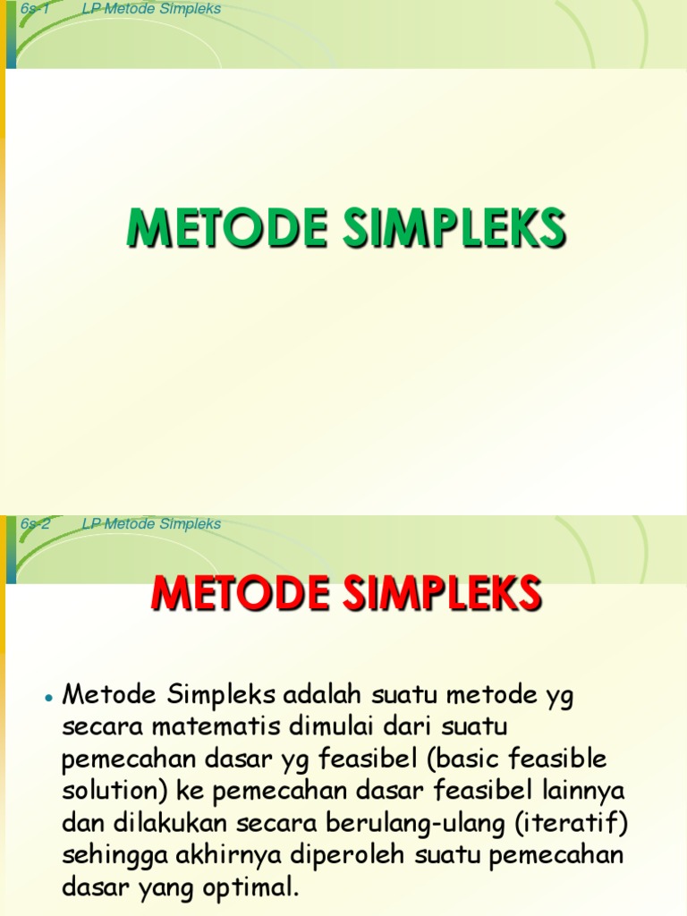 Metode Simpleks dalam Pemrograman Linier | PDF