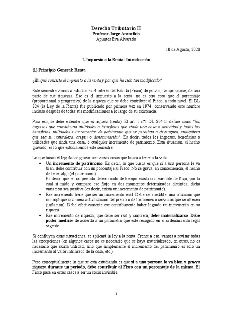 Impuesto a la Renta en Chile: Evolución y Aplicación | PDF | Impuestos ...