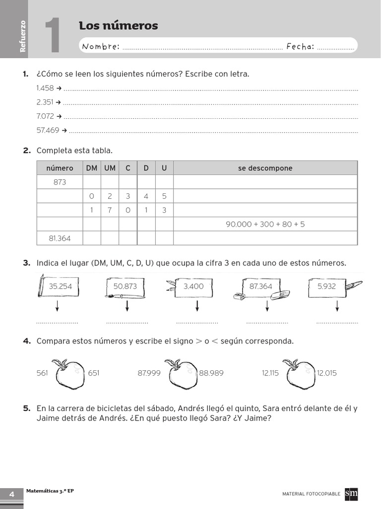SM Matematicas Refuerzo y Ampliacion Tercero de Primaria | PDF ...