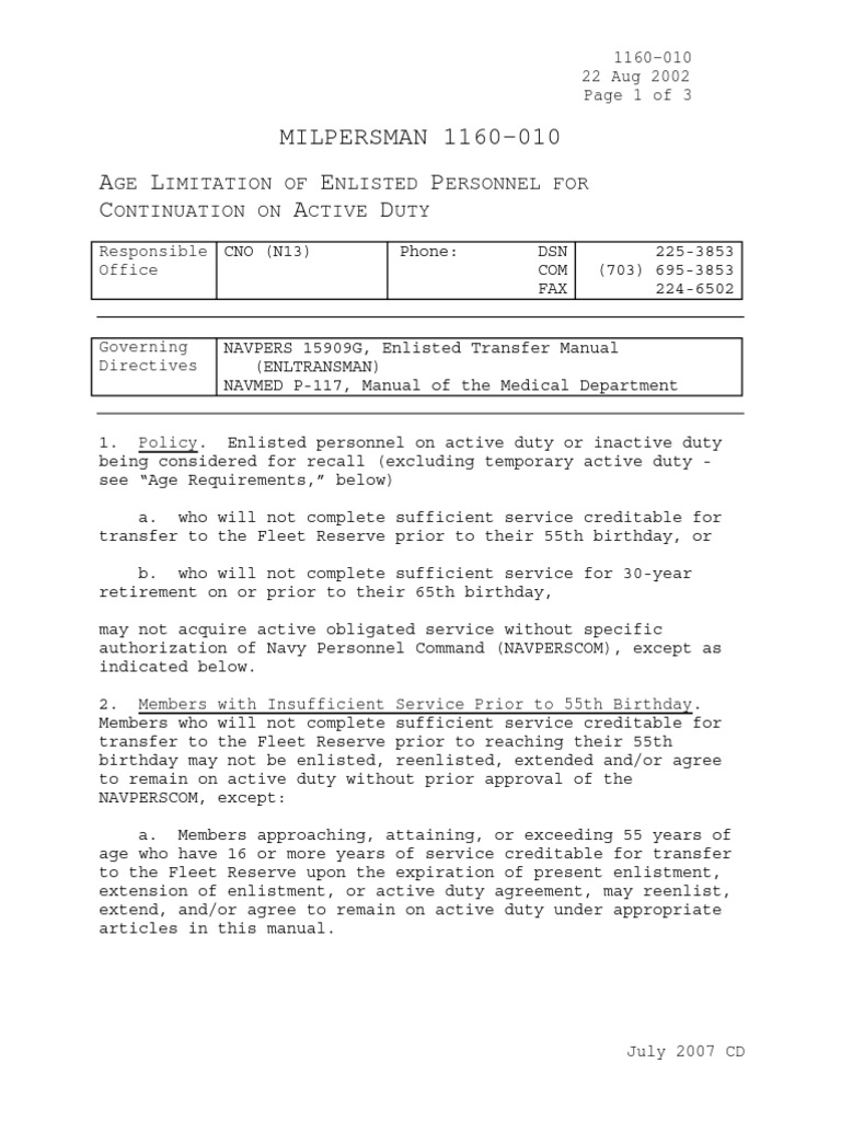 Milpersman 1160 re enlistments and extensions pdf military