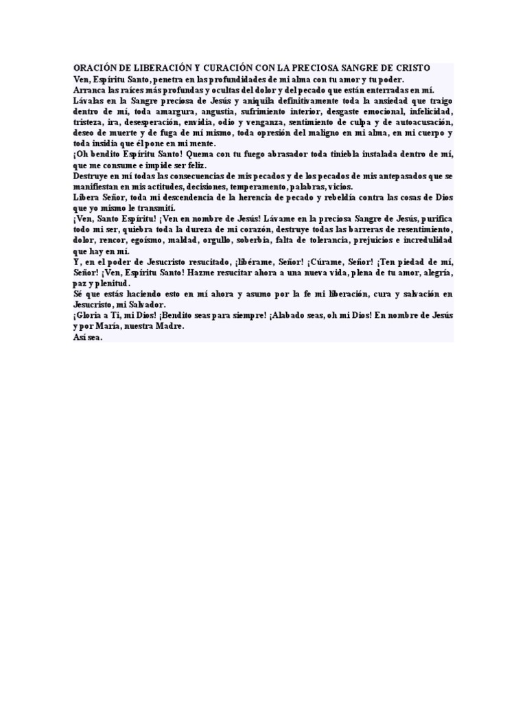 Liberación y sanación con la Sangre de Cristo | PDF | Cristo (título ...