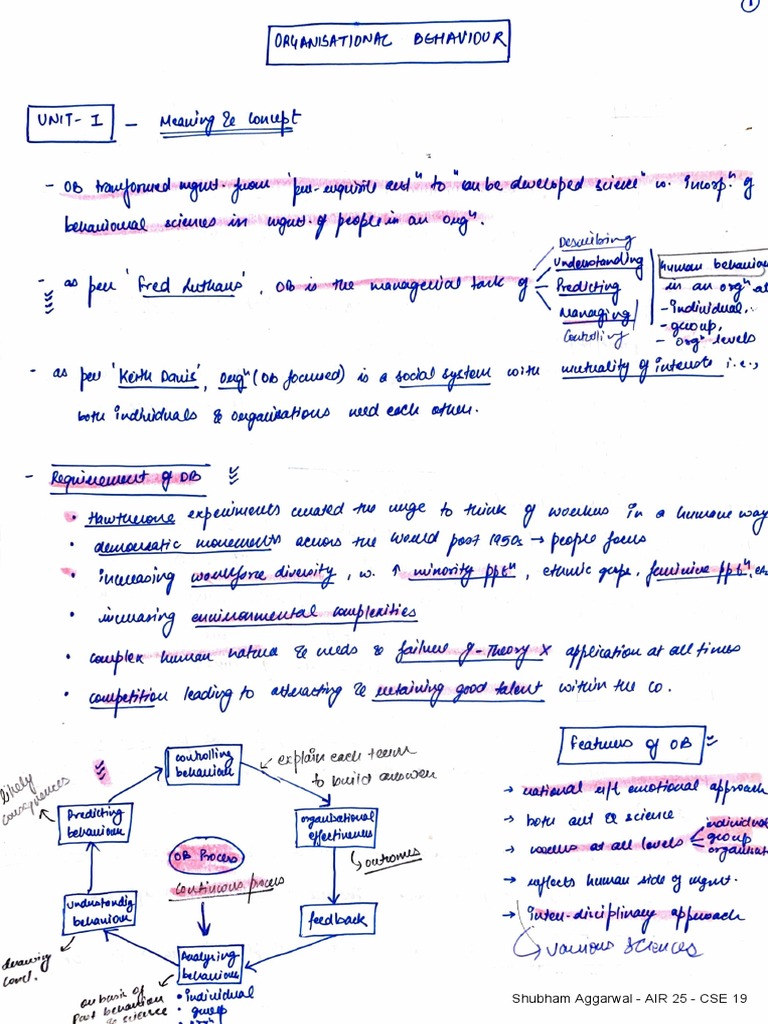 Organisation Behaviour Notes | PDF