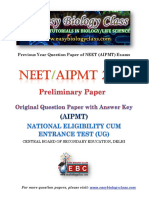 NEET AIPMT 2010 Preliminary Original Solved Question Paper