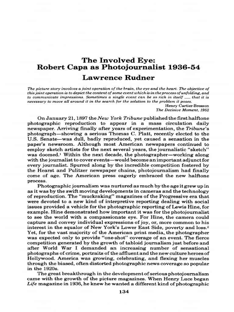 The Involved Eye: Robert Capa As Photojournalist 1936-54 Lawrence ...