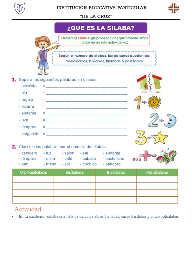 Ejercicios de separación de sílabas | PDF | Voz humana | Fonética