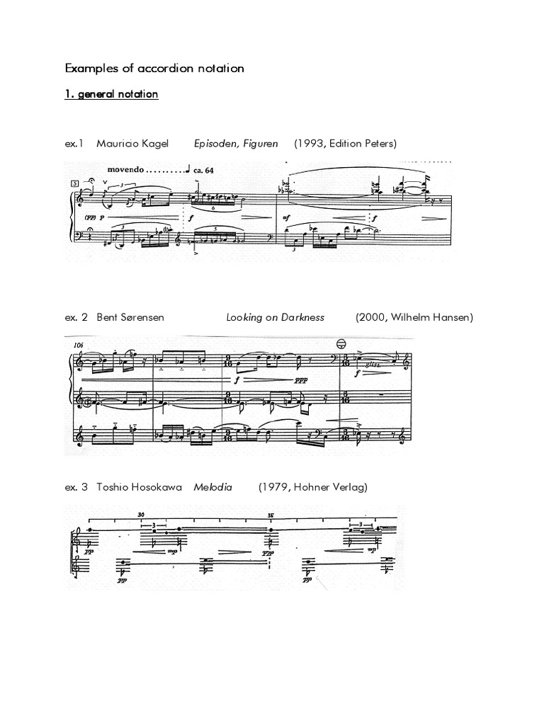 Accordion Examples of Accordion Notation PDF