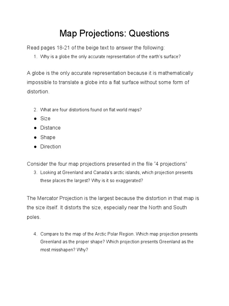 Map Projection Questions | PDF | Map | Geographic Data And Information