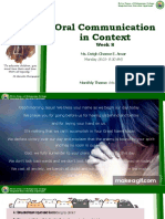 Oral Communication in Context - Week 8