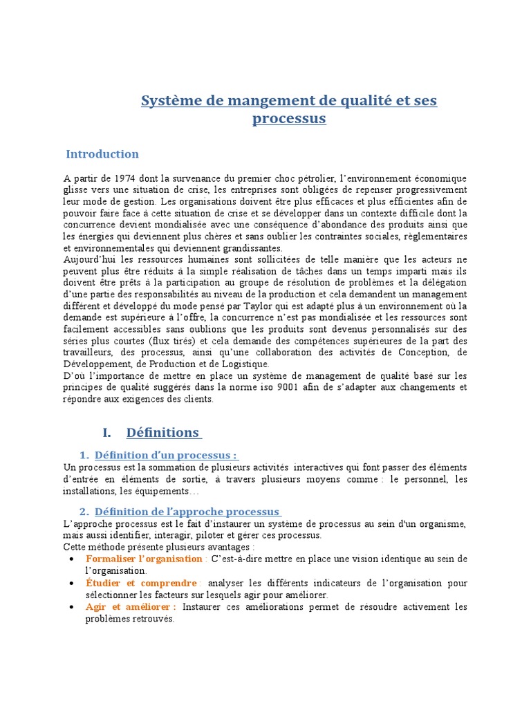 Système de management de qualité ISO 9001 | PDF | Management de la ...