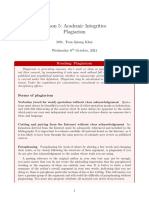 Lesson 5: Academic Integrities Plagiarism: Msc. Tran Quang Khai Wednesday 6 October, 2021