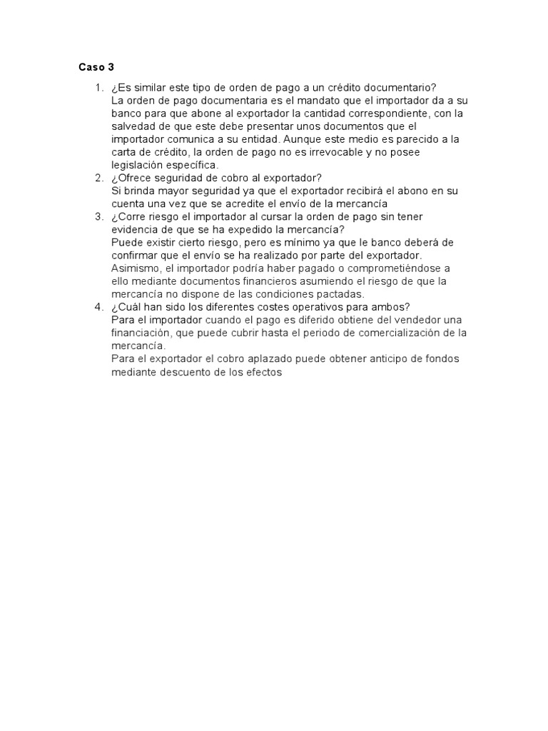 Orden de Pago Documentaria: Seguridad y Riesgos | PDF | Finanzas y ...