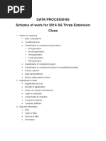 Data Processing Scheme of Work For 2016 SS Three Extension Class