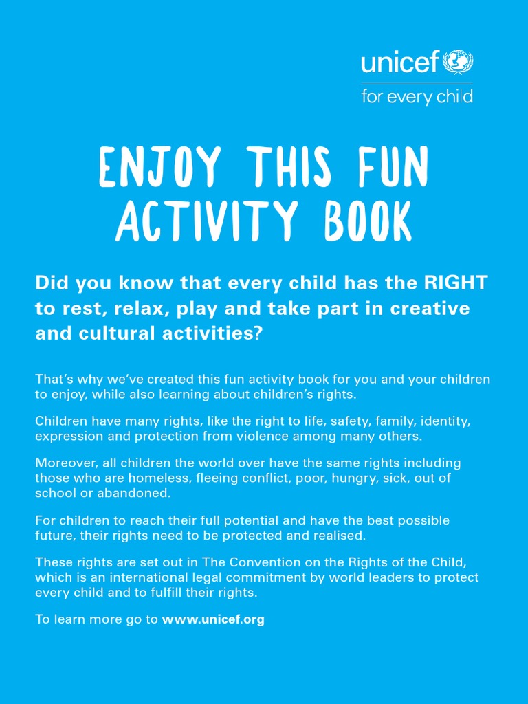 Unicef Child Rights Activity Book | PDF | Children's Rights | Human Nature