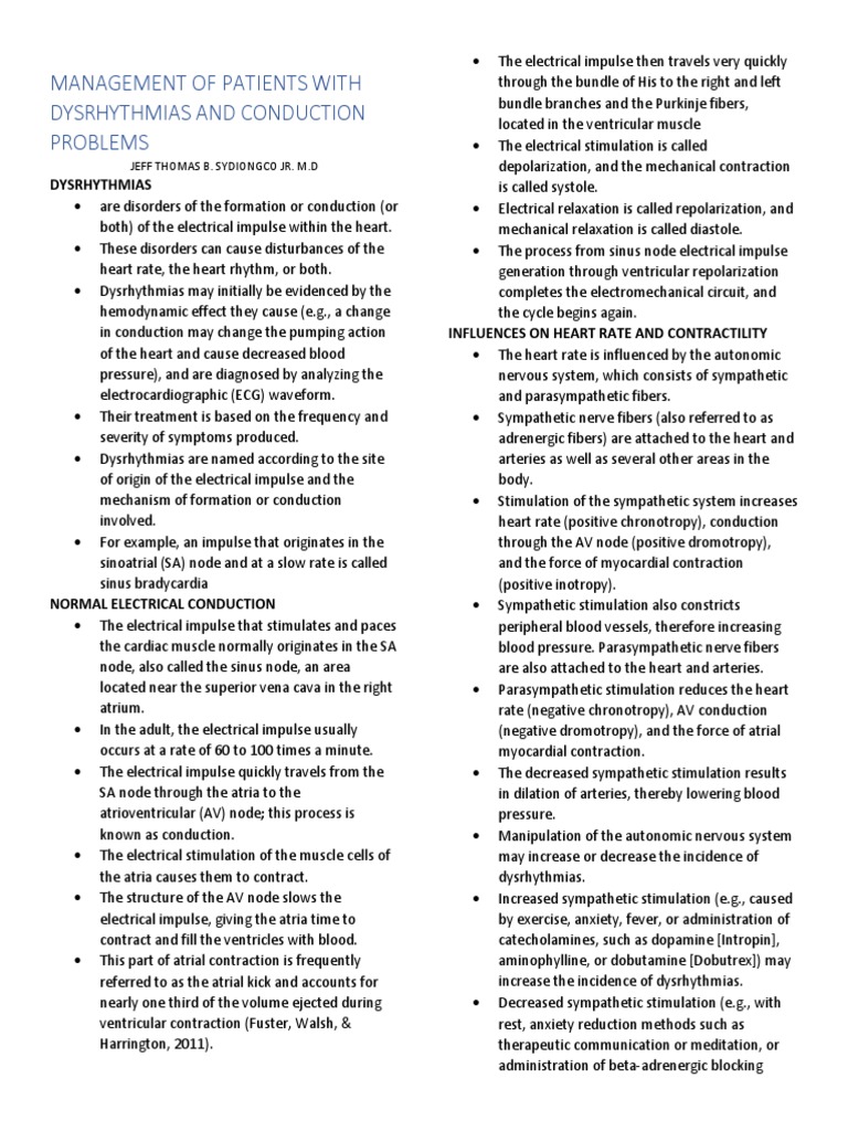 Management of Patients With Dysrhythmias and Conduction Problems Dr ...