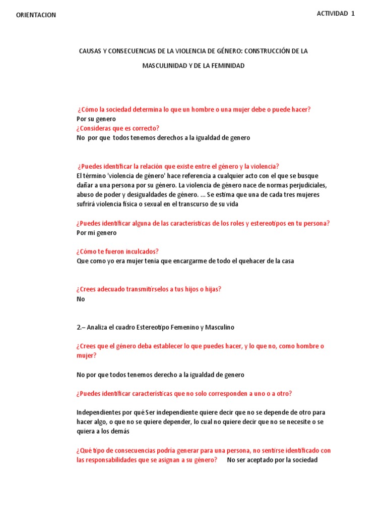 Causas y Consecuencias de La Violencia de Género | PDF | Género ...