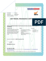This Is To Certify That Domestic Travel Insurance Has Been Put in Place For You in Respect of The Following