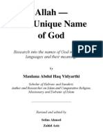 Allah The Unique Name of God - Abdul Haqq Vidyarthi