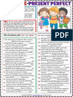 Present Perfect Tense For and Since Esl Printable Grammar Exercise Worksheet