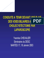 Conduite A Tenir Devant Une Plaie Des Voies Biliaires Apres Cholecystectomie Par Laparoscopie