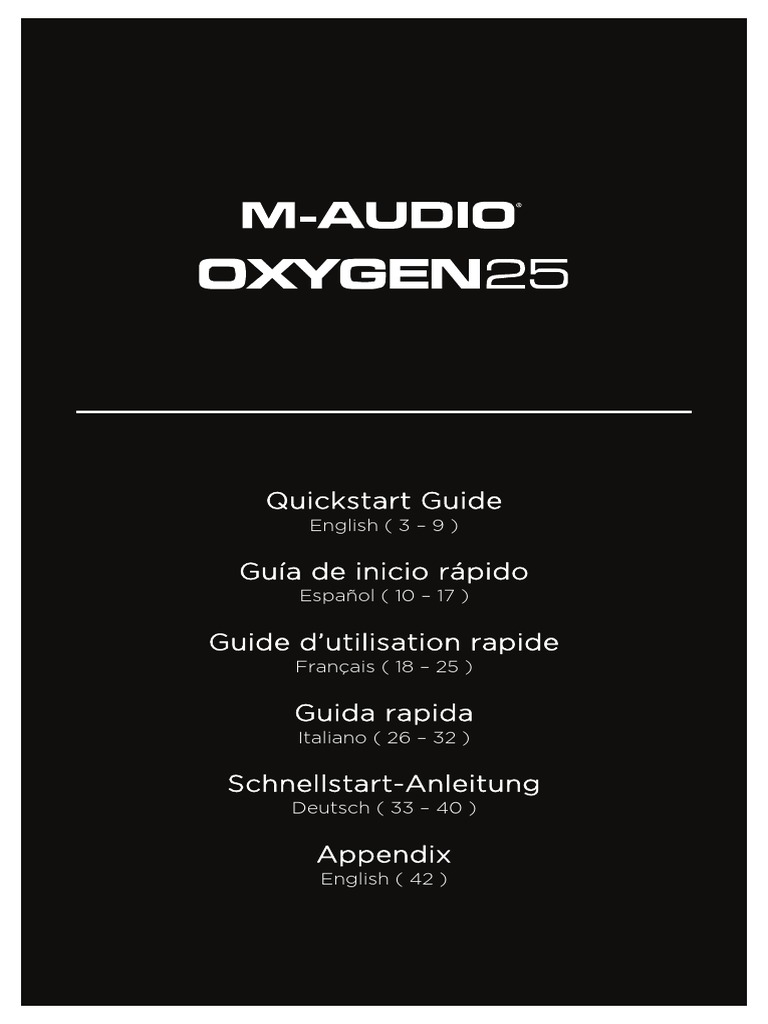 Oxygen 25 Quickstart Guide | PDF | Synthesizer | Musical Instruments