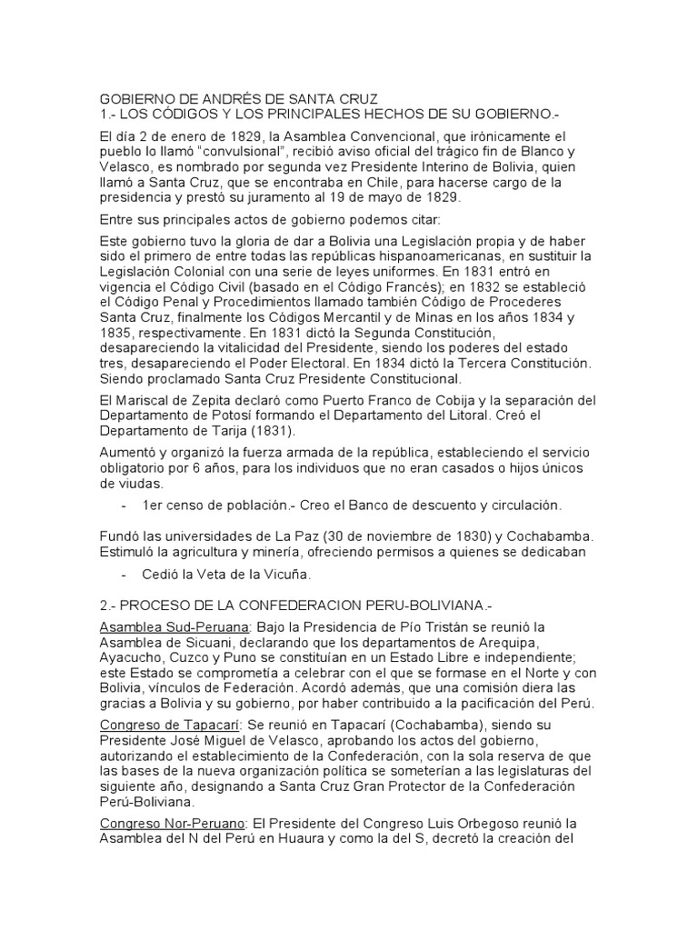 Aspectos destacados del gobierno de Santa Cruz | PDF | América del Sur ...