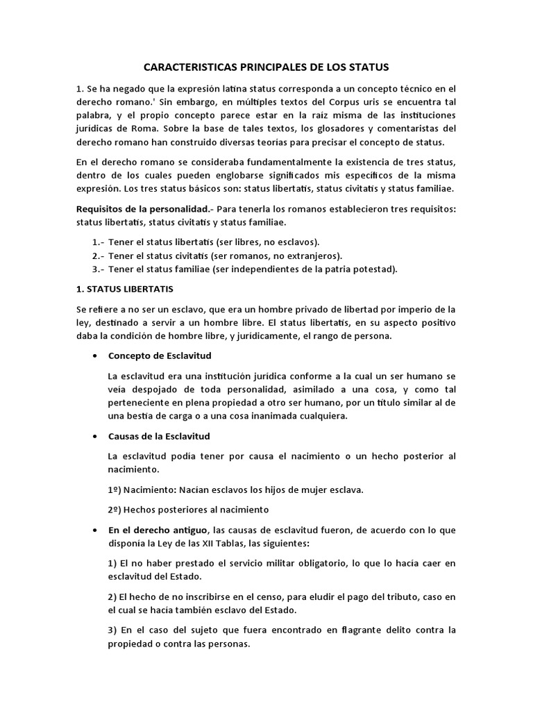 Status Libertatis, Civitatis y Familiae | PDF | Freedman | Esclavitud