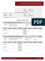 Certificado de Matrícula Académica: Asignaturas Matriculadas