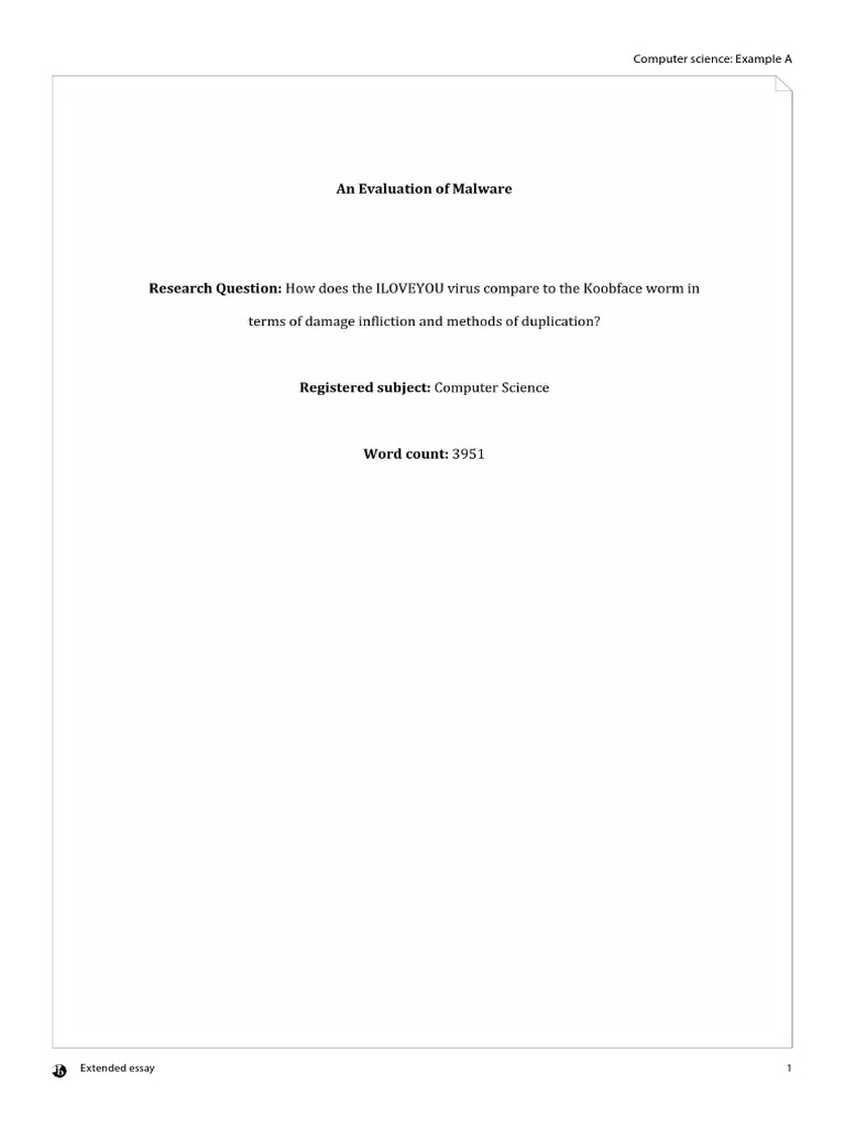 Computer Science Extended Essay Example | PDF | Computers