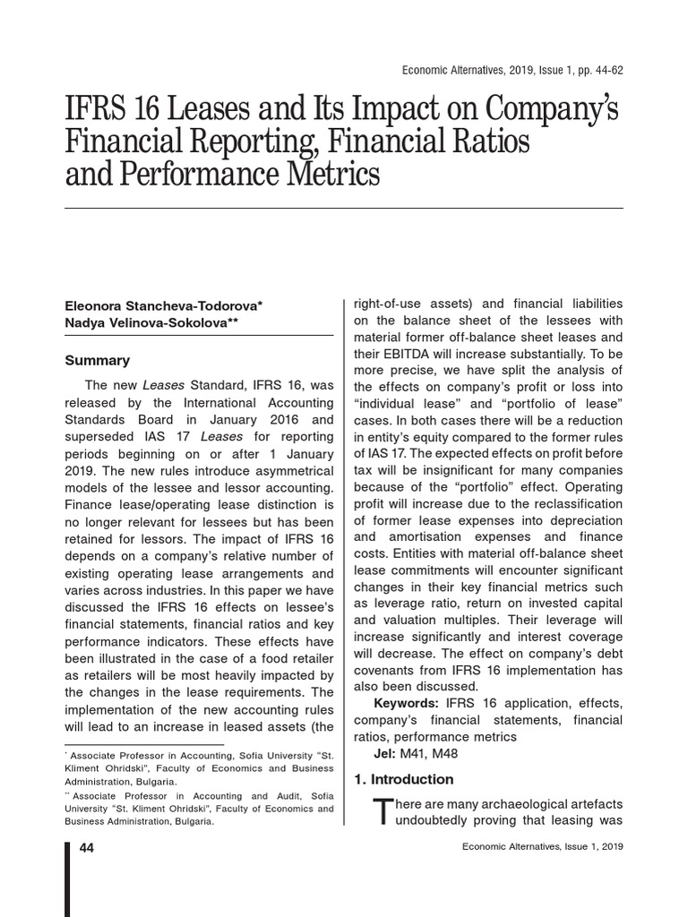 IFRS 16 Leases and Its Impact On Company's | PDF | International ...