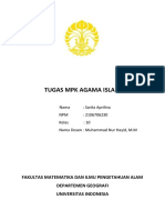 Tugas MPK Agama Islam: Fakultas Matematika Dan Ilmu Pengetahuan Alam Departemen Geografi Universitas Indonesia