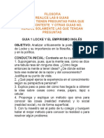 Filosofia Realice Las 8 Guias Algunas Tienen Preguntas para Que Usted Conteste Y Otras Guias No. Realice Solamente Las Que Tengan Preguntas