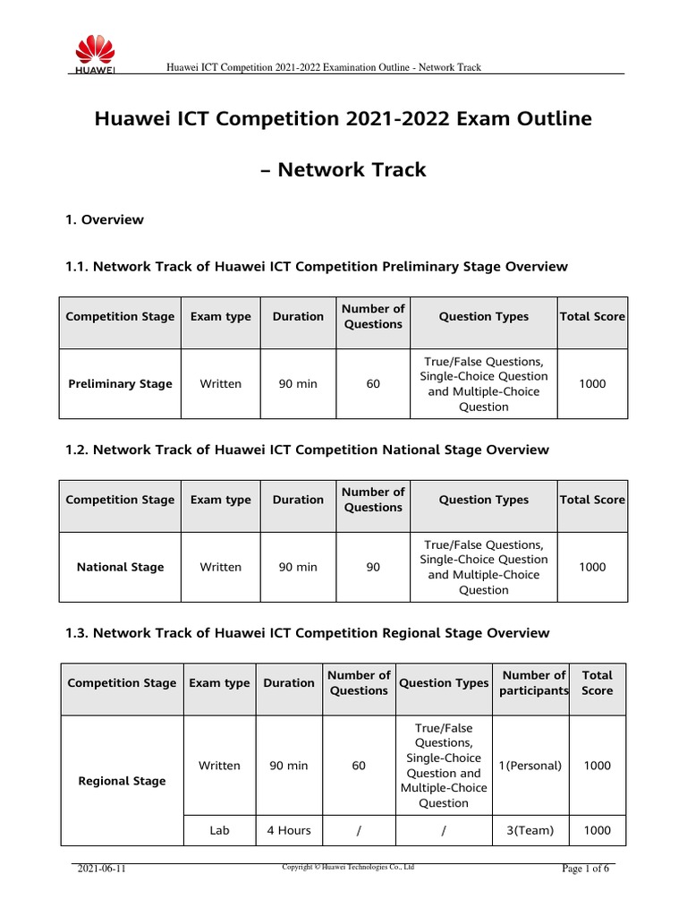 7-Huawei ICT Competition 2021-2022 Exam Outline - Network Track | PDF ...
