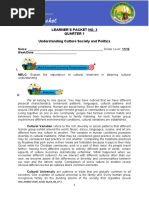 Learner'S Packet No. 3 Quarter 1 Understanding Culture Society and Politics