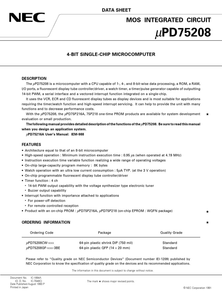 Mos Integrated Circuit Data Sheet Download Free PDF Manufactured