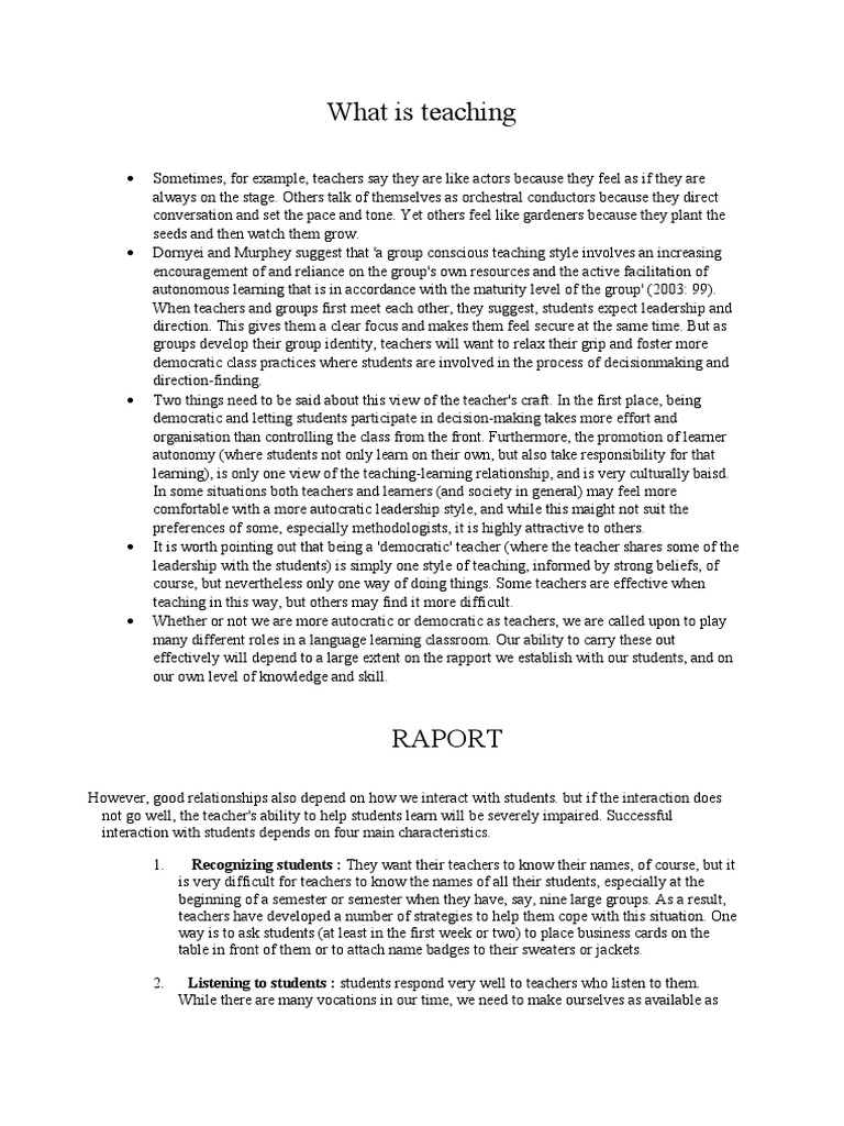 What Is Teaching PDF Teachers Leadership