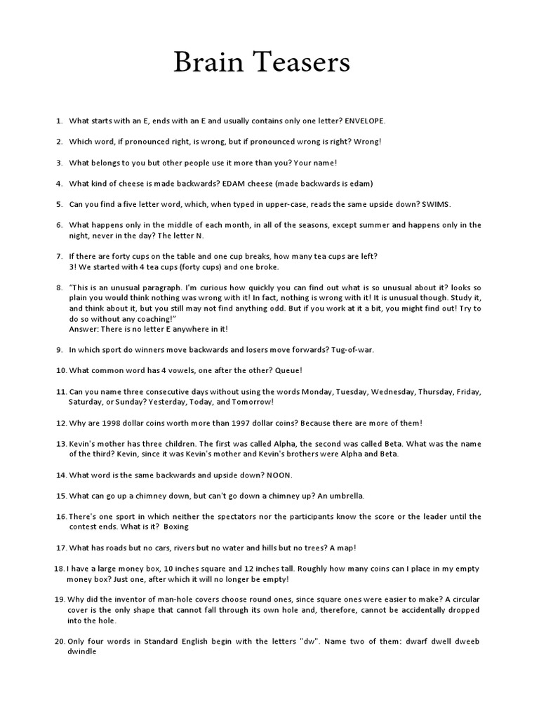 Brain Teasers PDF