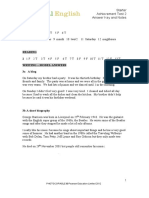 Starter Achievement Test 2 Answer Key and Notes: PHOTOCOPIABLE © Pearson Education Limited 2012