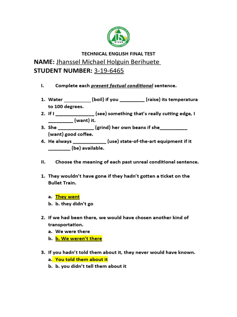 Technical English Final Test Overview | PDF