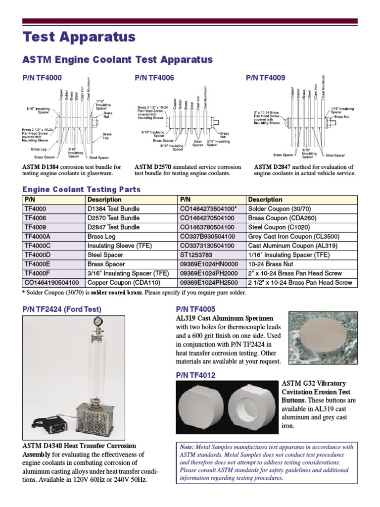 ASTM Engine Coolant Test Apparatus PDF Brass Corrosion