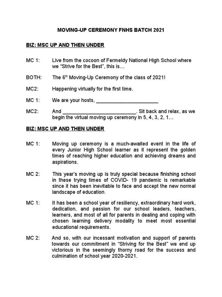 Moving Up 2021 | PDF